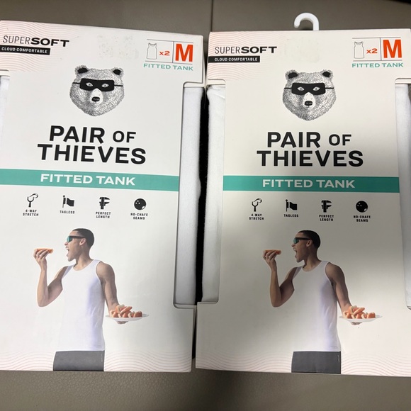 BNWT MEN'S LOT 2 PACKS PAIR OF THIEVES SUPER SOFT FITTED TANK TOPS WHITE MEDIUM - Picture 9 of 9